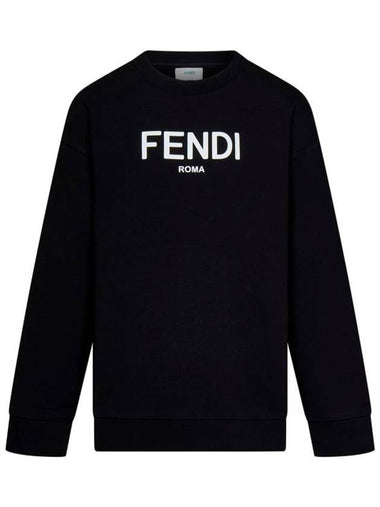 Kids Logo Print Sweatshirt Black - FENDI - BALAAN 1