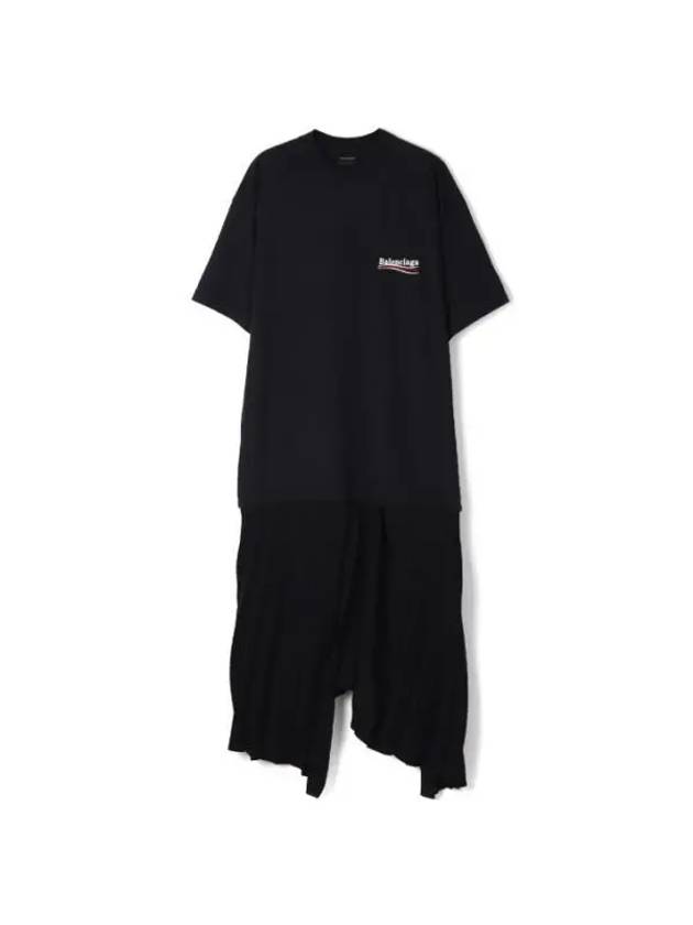 Logo Pleated T-Shirt Long Dress Black - BALENCIAGA - BALAAN 1