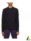 Garment Dyed V Neck Badge Sweatshirt Black - STONE ISLAND - BALAAN 2