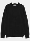 Logo Patch Lambswool Crewneck Knit Top Black - STONE ISLAND - BALAAN 4