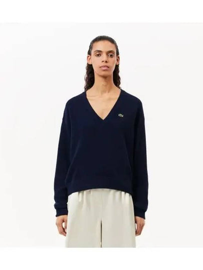 Women s Rings V neck Sweater Navy - LACOSTE - BALAAN 2