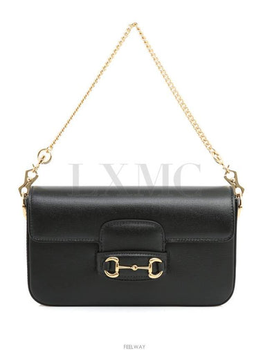 Horsebit 1955 Mini Bag Chain 752002 Black Gold Flap Shoulder - GUCCI - BALAAN 1