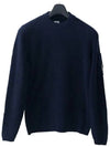 Stretch Alpaca Wool Lens Crew Neck Knit Top Navy - CP COMPANY - BALAAN 3