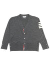 Men's Sustainable Classic Diagonal Wool Cardigan Medium Grey - THOM BROWNE - BALAAN 2