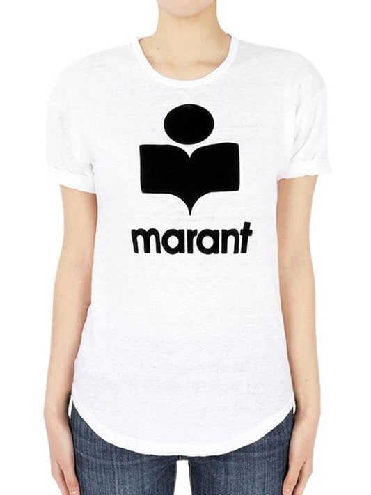 Women s Etoile Coldy Logo Short Sleeve White Black TS0004FA A1N09E 20WH - ISABEL MARANT - BALAAN 2