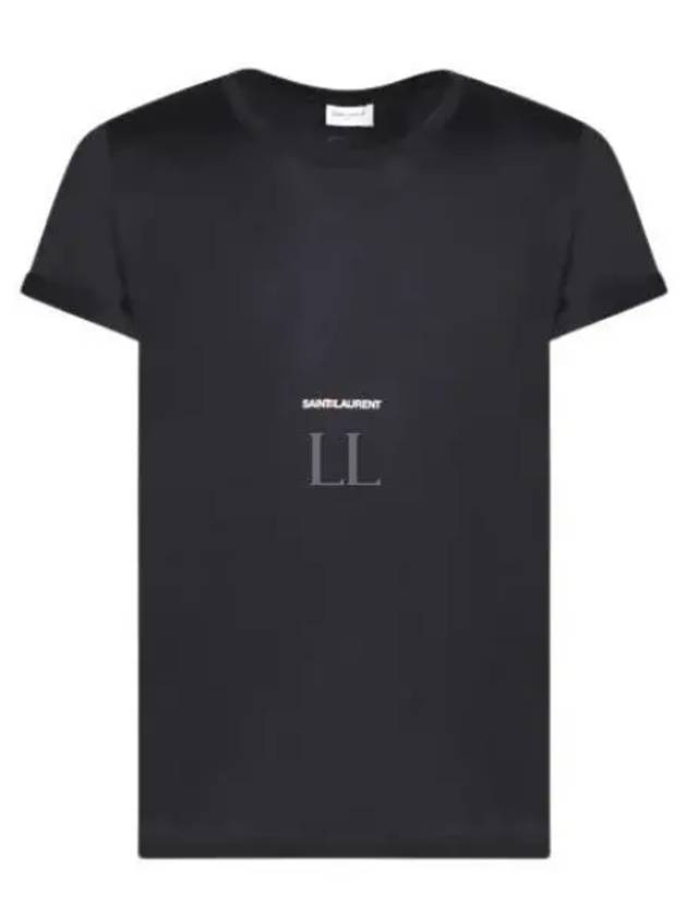 Men's Small Logo Short Sleeve T-Shirt Black - SAINT LAURENT - BALAAN 2