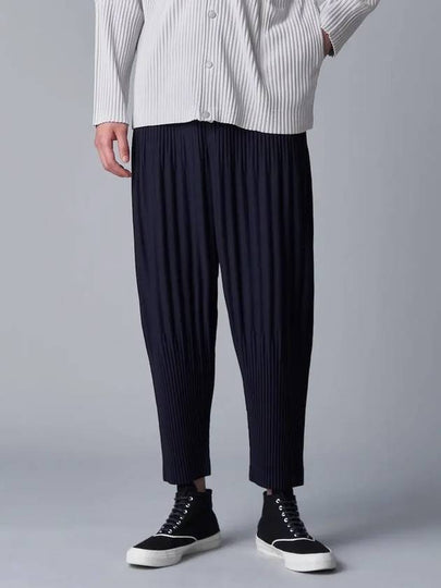 Basic Tapered Shape Keshi Pleats Cropped Track Pants Navy - ISSEY MIYAKE - BALAAN 2