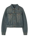 Vintage Washed Crop Denim Jacket Blue - SAINT LAURENT - BALAAN 2