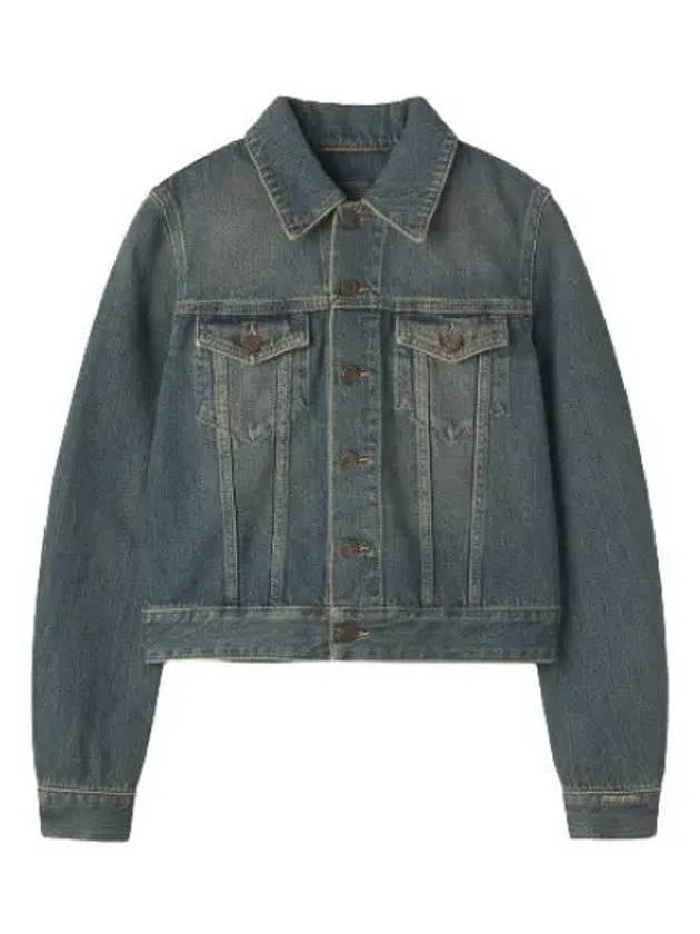 Vintage Washed Crop Denim Jacket Blue - SAINT LAURENT - BALAAN 2