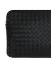 Getaway Intrecciato Leather Clutch Bag Black - BOTTEGA VENETA - BALAAN 3