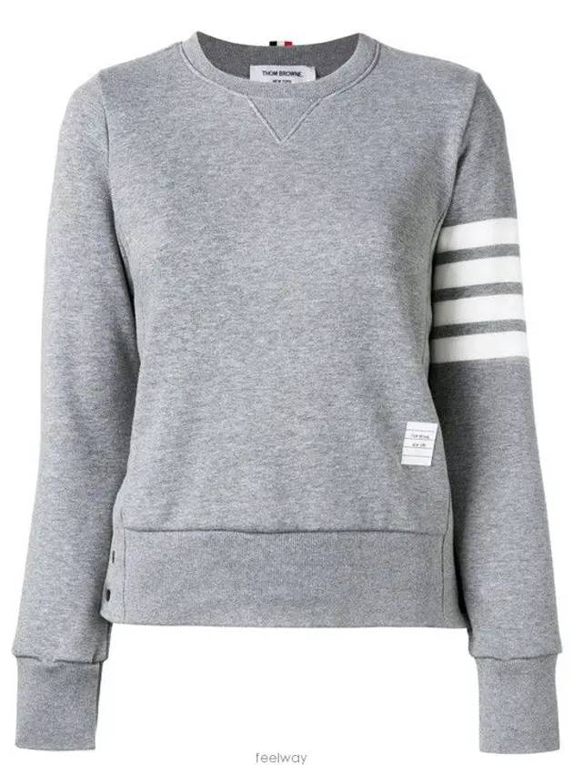 Engineered 4 Bar Stripe Loopback Jersey Knit Crewneck Sweatshirt Light Grey - THOM BROWNE - BALAAN 3