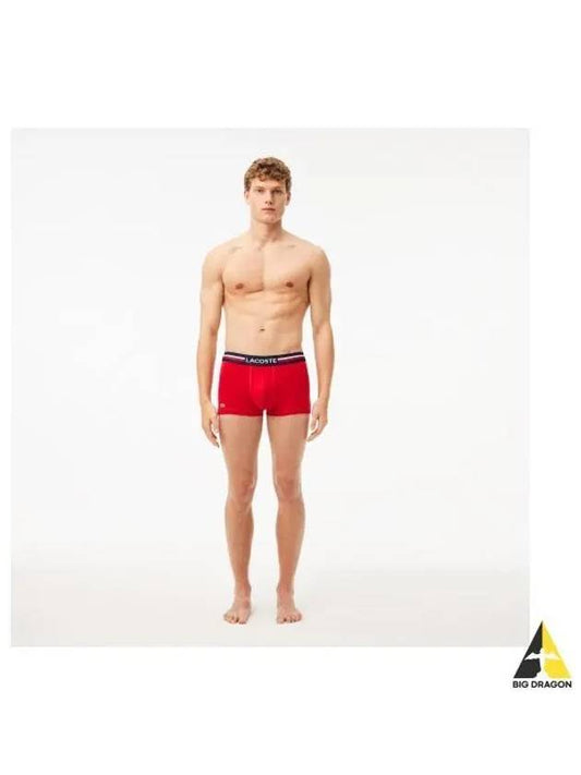 Men s Iconic Three tone Waistband Trunks 3 Pack Red - LACOSTE - BALAAN 1