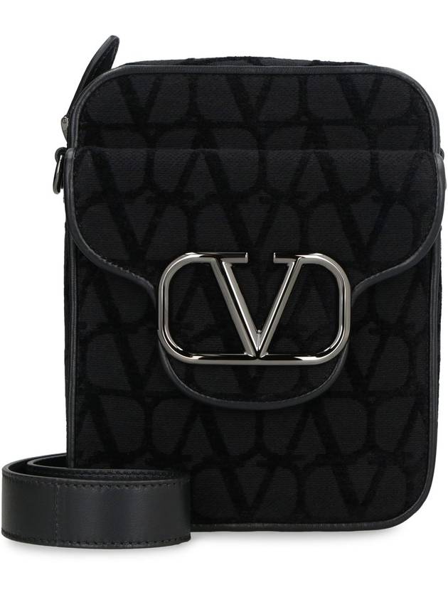 V Logo Toile Iconographe Shoulder Bag Black - VALENTINO - BALAAN 3