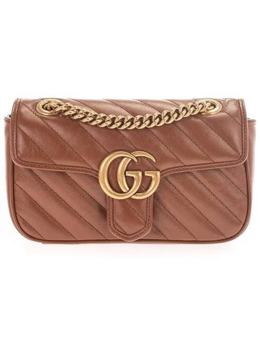 Gold Plated GG Marmont Matelasse Small Shoulder Bag Brown - GUCCI - BALAAN 1