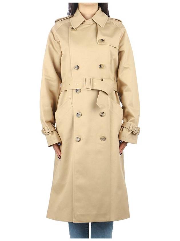 Greta Double Breasted Cotton Trench Coat Beige - A.P.C. - BALAAN 2