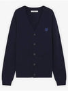 NM00501KT1093 Foxhead Ribbed Wool Cardigan Navy - MAISON KITSUNE - BALAAN 1