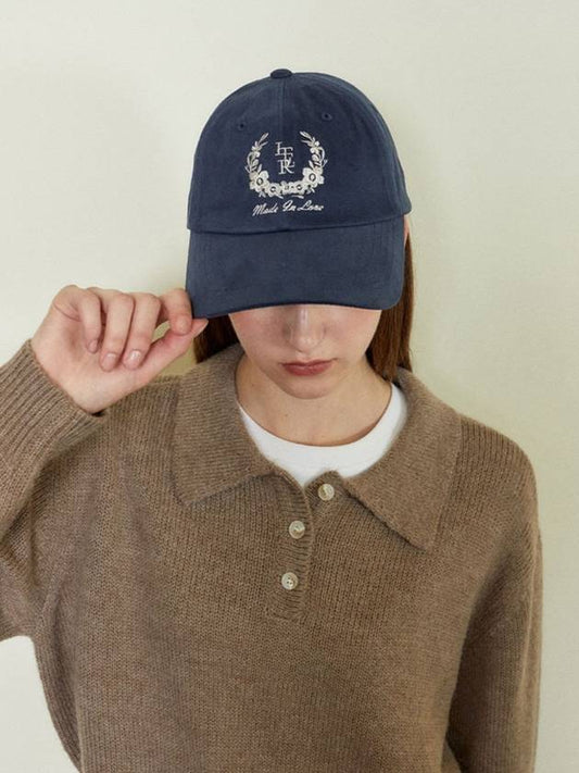 Washed Color Crown Logo Ball Cap_Navy - ITER - BALAAN 1