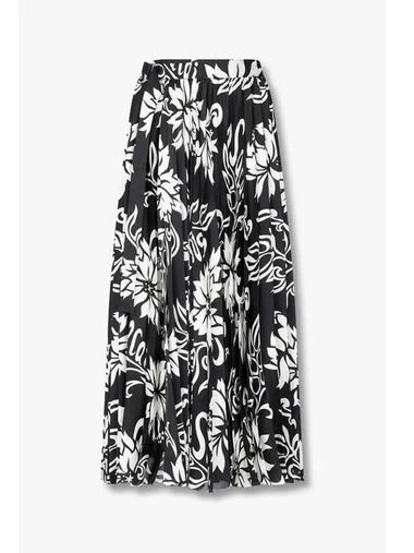 Women s Floral Print Pleated Wrap Skirt Black - SACAI - BALAAN 1