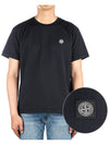 Logo Patch Cotton Short Sleeve T-Shirt Navy - STONE ISLAND - BALAAN 2