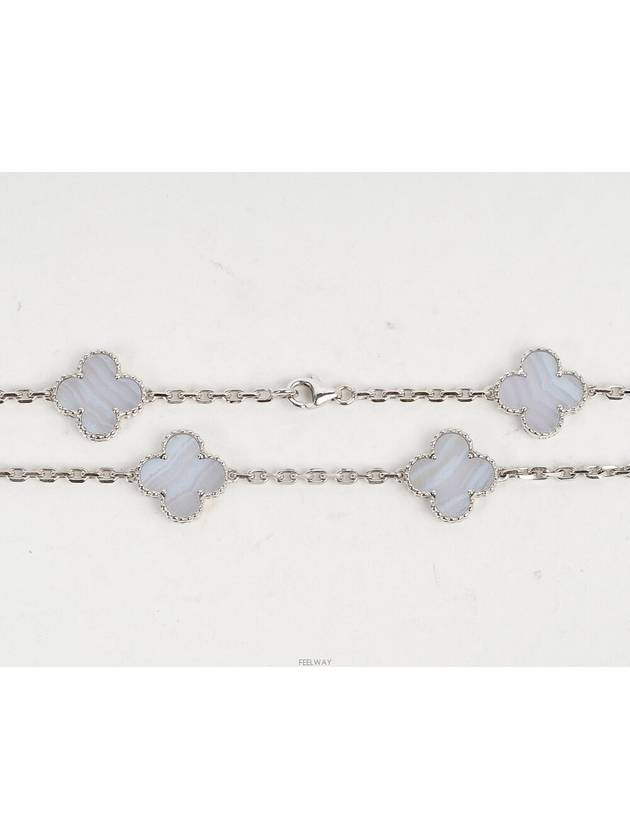 Van Cleef Arpels Vintage Alhambra Necklace 10 Motif White Gold Chalcedony 74188 - VANCLEEFARPELS - BALAAN 6