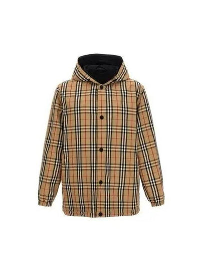 Reversible Check Nylon Hooded Jacket Black Beige - BURBERRY - BALAAN 2