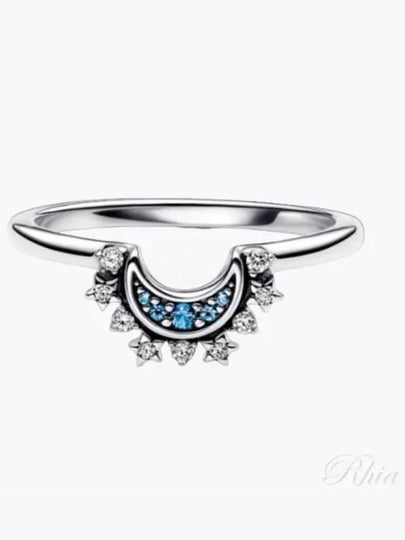 Celestial Blue Sparkling Moon Ring Silver - PANDORA - BALAAN 2