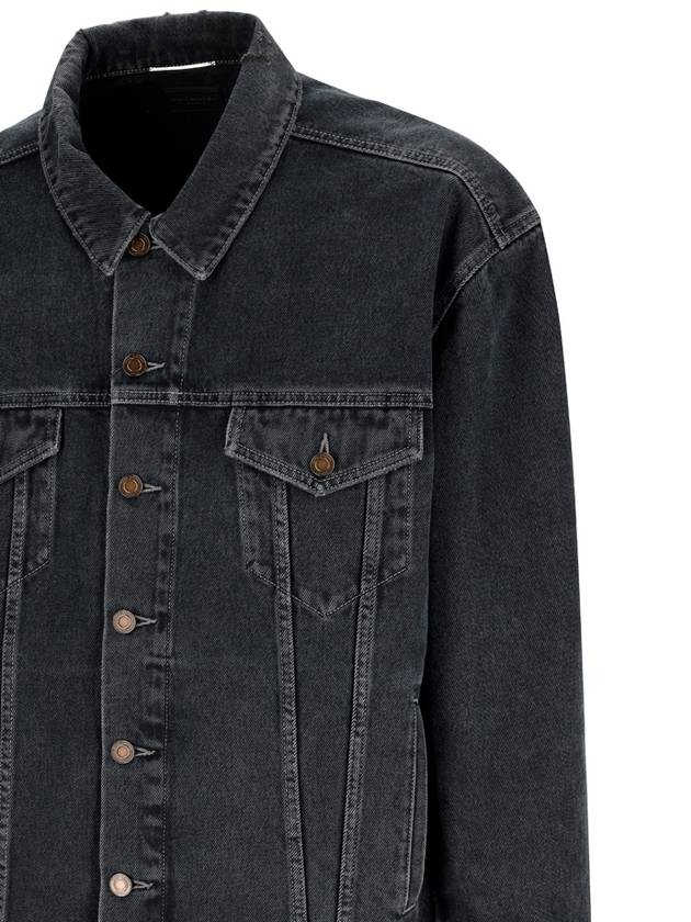 Egg Shape Denim Jacket Dark Blue Black - SAINT LAURENT - BALAAN 4