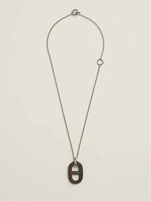 Chaine D'Ancre Vulcanium Necklace Brown Silver - HERMES - BALAAN 9