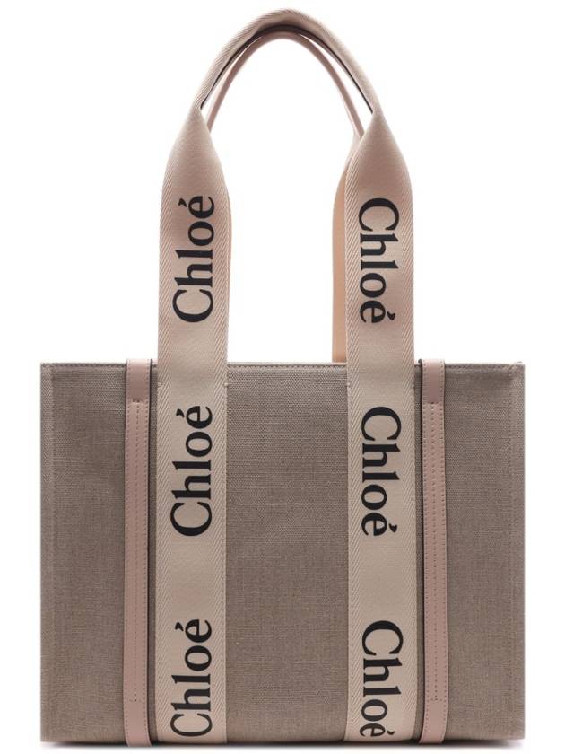 Woody Canvas Medium Tote Bag Cement Pink - CHLOE - BALAAN 3