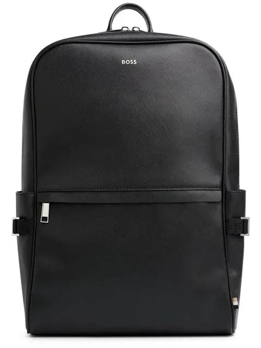 HUGO BOSS silver logo leather backpack black 50485589 001 - HUGO BOSS - BALAAN