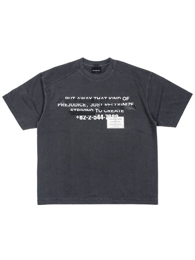 BBD Hidden Slogan Pigment T Shirt Charcoal - BLACKBLOND - BALAAN 1