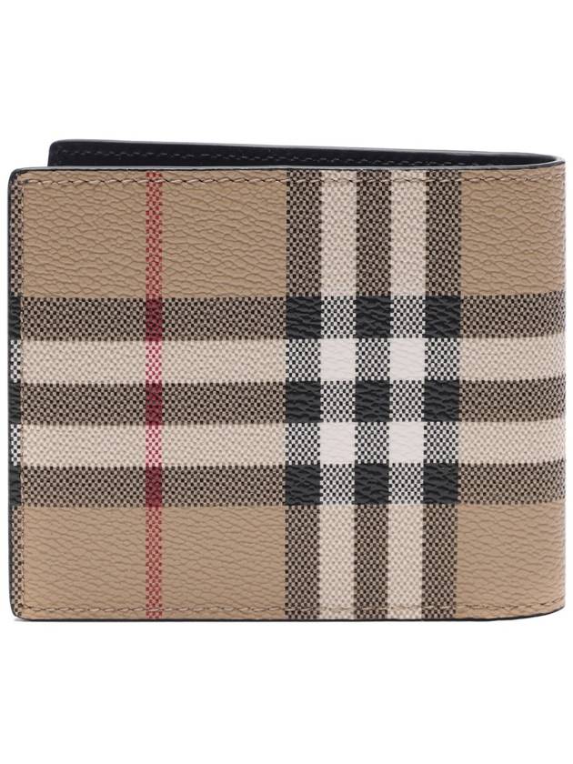 Check Slim Bifold Leather Half Wallet Beige - BURBERRY - BALAAN 5