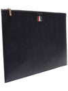 Pebble Grain Leather Large Zipper Laptop Holder Black - THOM BROWNE - BALAAN 4