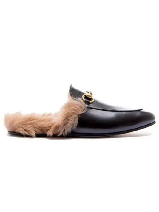 Prince Town Fur Leather Bloafers Black - GUCCI - BALAAN 2