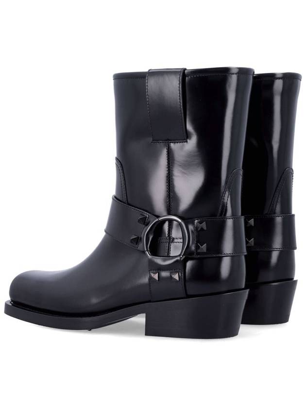 Valentino Garavani Rockstud Leather Biker Ankle Boots - VALENTINO - BALAAN 4