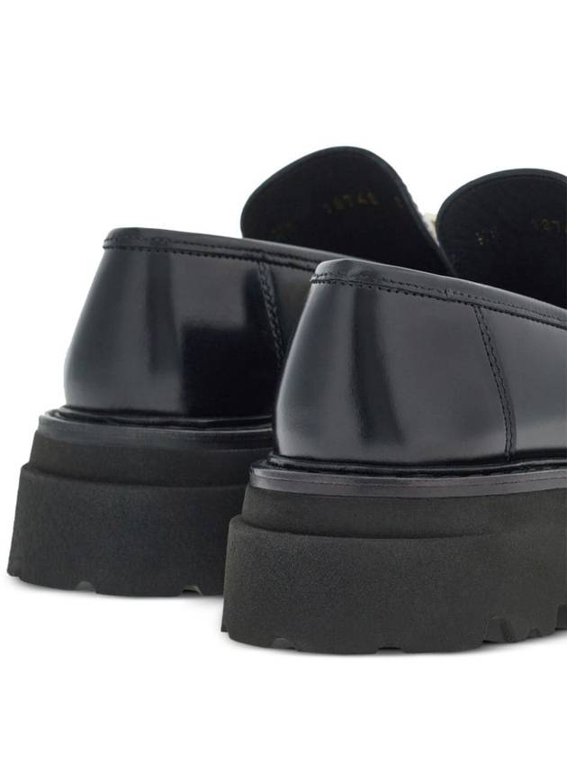 Gancini Ornament Leather Loafers Black - SALVATORE FERRAGAMO - BALAAN 5