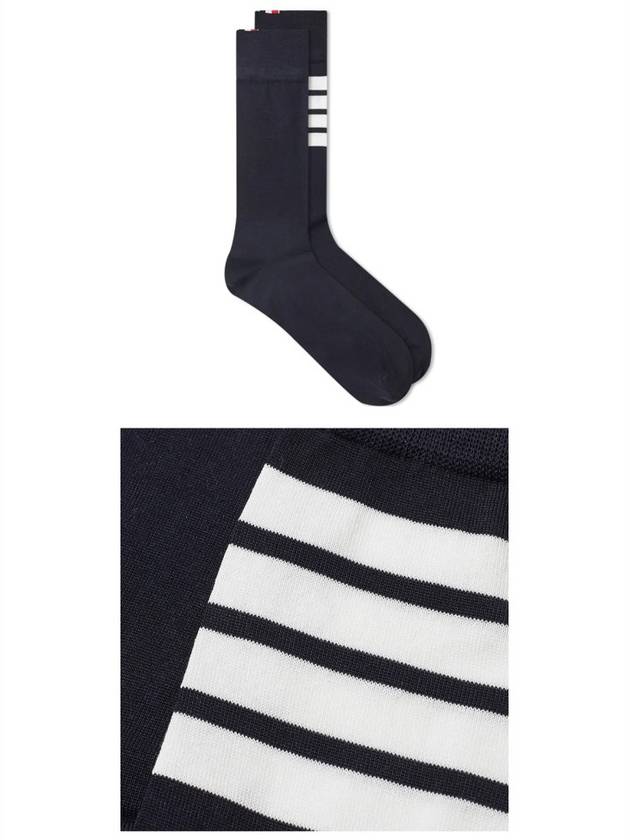 Men's Diagonal Light Weight Midi Socks Navy - THOM BROWNE - BALAAN 5