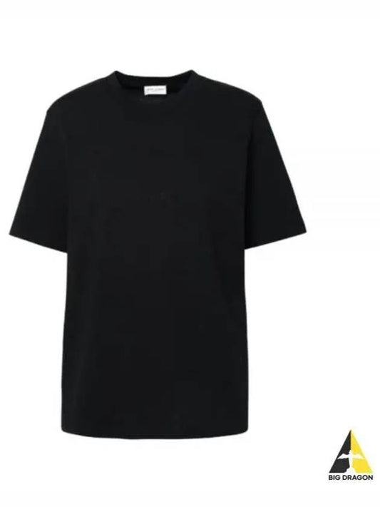 Crew Neck Cotton Short Sleeve T-shirt Black - SAINT LAURENT - BALAAN 2