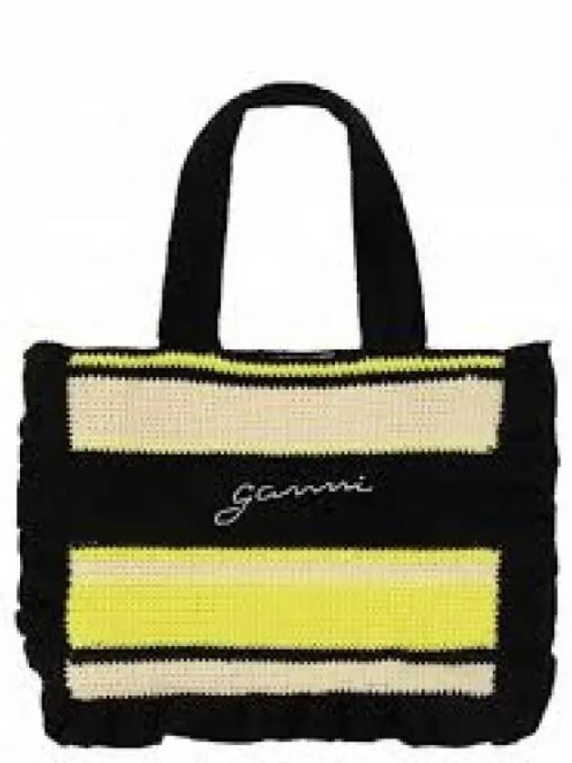 Crochet-Frill Embroided Logo Cotton Tote Bag - GANNI - BALAAN 2