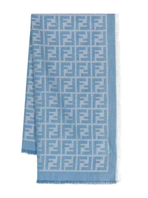 FF Shawl Scarf Light Blue - FENDI - BALAAN 1