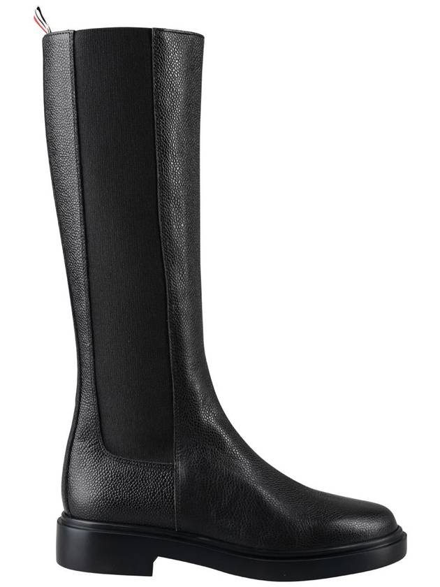 Logo Pebble Leather Chelsea Long Boots Black - THOM BROWNE - BALAAN 2