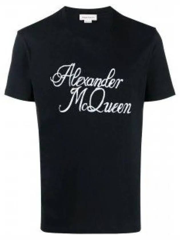 Signature Logo Short Sleeve T-Shirt Black - ALEXANDER MCQUEEN - BALAAN 2