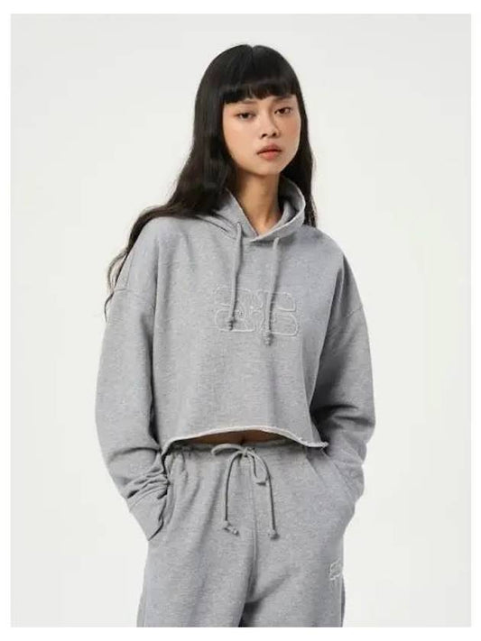 Isoli Crop Oversized Hooded Sweatshirt Hoody Paloma Melange Domestic Product GM0023080949798 - GANNI - BALAAN 1