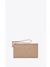 Quilted Monogram Cassandra Matelasse Large Bill Clutch Bag Dark Beige - SAINT LAURENT - BALAAN.