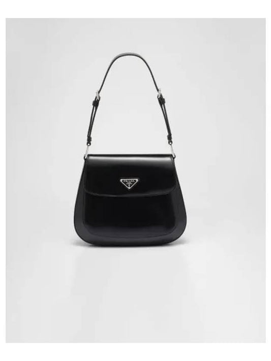 Cleo Brushed Leather Flap Shoulder Bag Black - PRADA - BALAAN 2