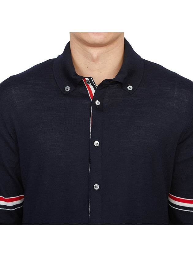 Merino Wool Armband Long Sleeve Shirt Navy - THOM BROWNE - BALAAN 7