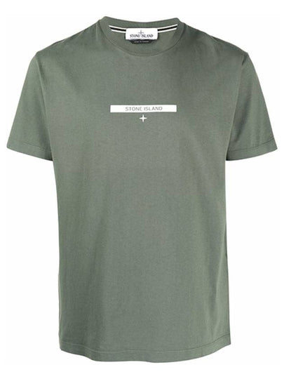 Men's Micro Graphic Circle Logo Print Short Sleeve T-Shirt Sage Green - STONE ISLAND - BALAAN 2