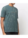 Men's Off Tie Dye Logo Short Sleeve T-Shirt Olive Green - STONE ISLAND - BALAAN 4