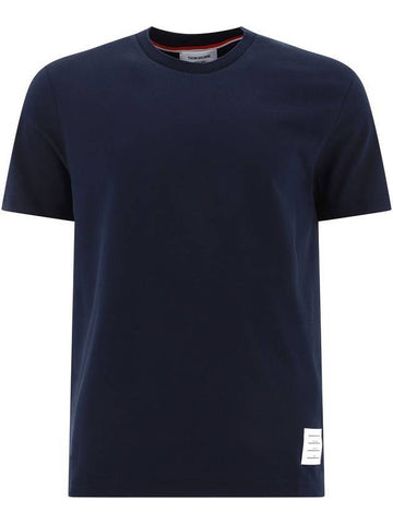 Back Tennis Ball Logo Short Sleeve T-shirt Navy - THOM BROWNE - BALAAN 1