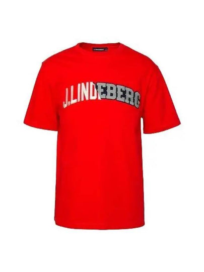 Camilo Graphic Short Sleeve T-Shirt Fiery Red - J.LINDEBERG - BALAAN 2